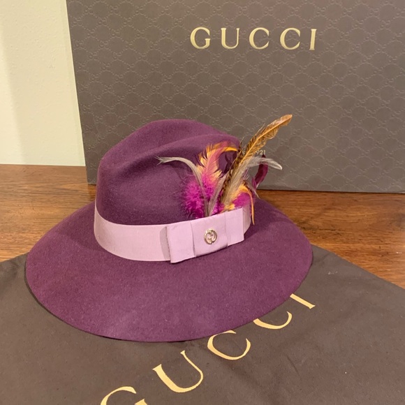Gucci Accessories - Gucci GG Trilby Wool Hat with Peasant Feathers